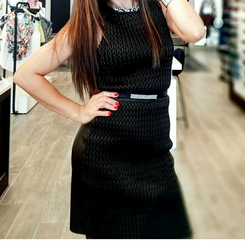 Leather black dress